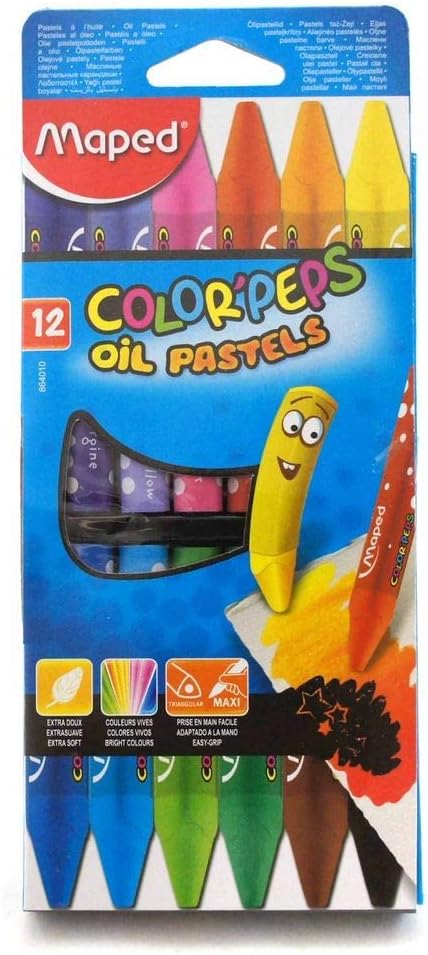 Boite De 12 Crayon de couleur en cire à L'huile MAPED Color'peps Pastel 