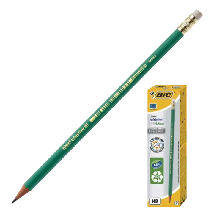 Crayon BIC Eco Evolution 655 HB Noir avec Gomme