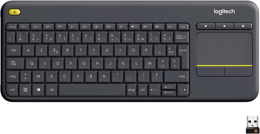 Clavier Sans Fil LOGITECH K400 PLUS Azerty avec Pavé Tactile Noir