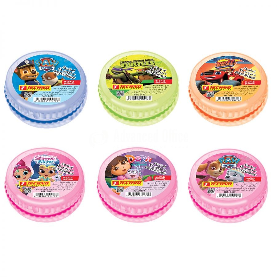 Boite Eponge TECHNO 6 Couleurs
