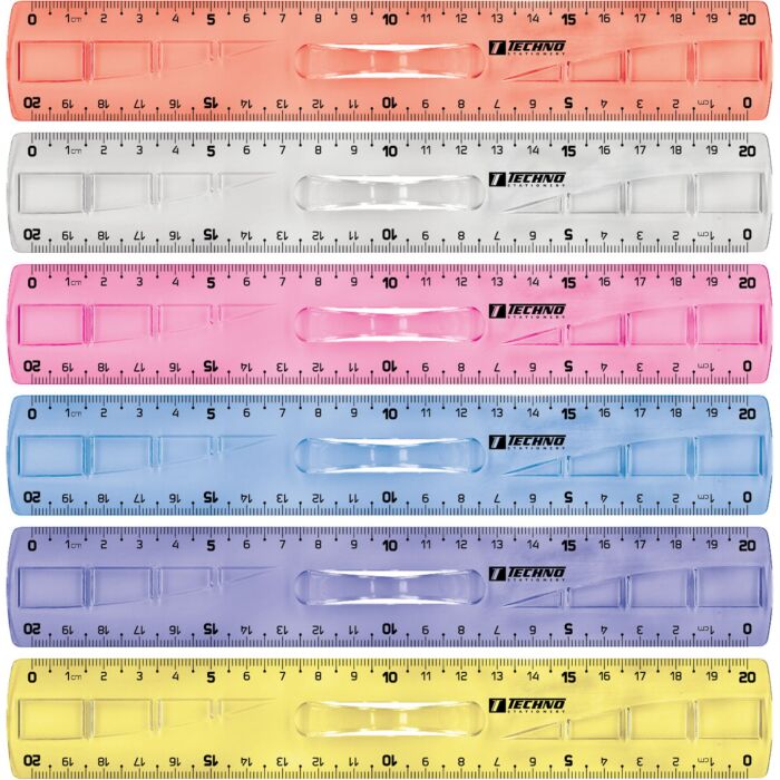 Règle Scolaire TECHNO 20cm Multi-Couleurs