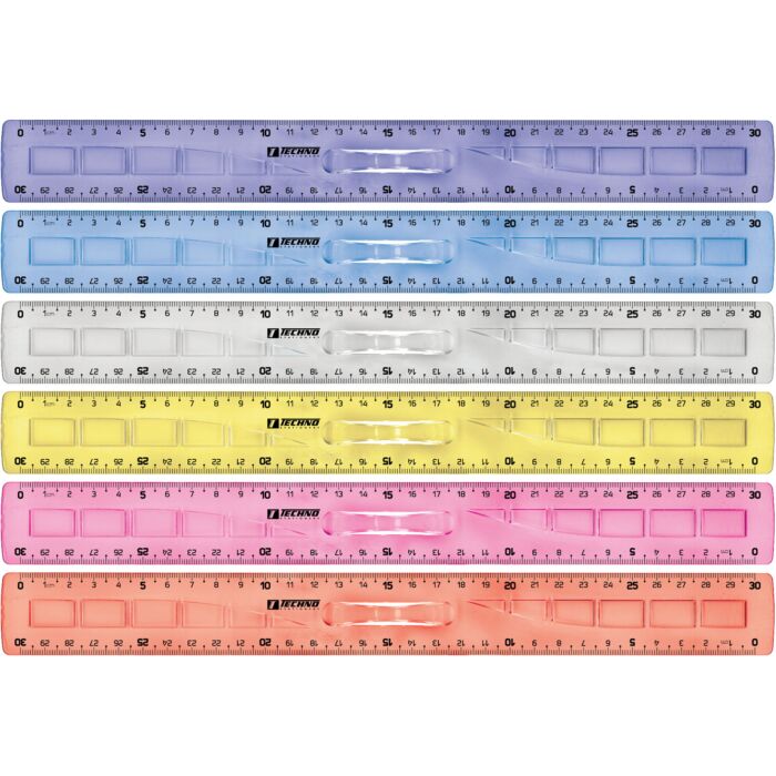 Règle Scolaire TECHNO 30cm Multi-Couleurs