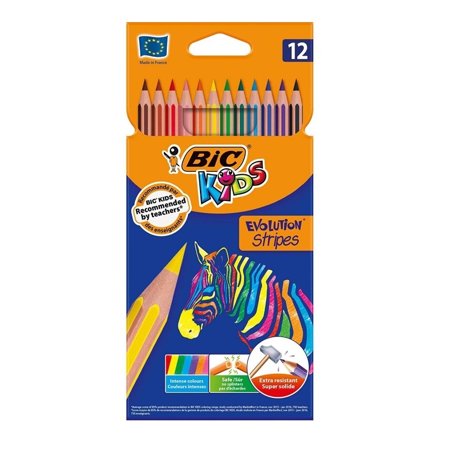 Crayons De Couleur BIC Kids Evolution Stripes Boite De 12