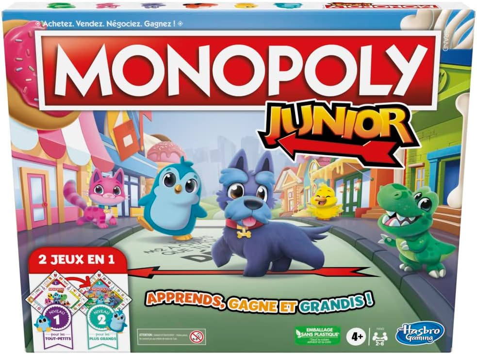 Jeu de Société HASBRO GAMING Monopoly Junior Mon Premier Monopoly Nouveaux Pions 2-6 joueurs ‎4 ans et plus