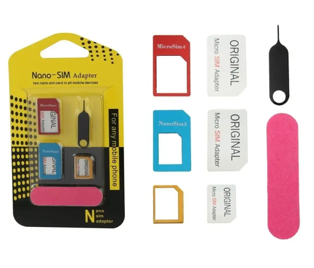 Kit convertissuer de puce Nano-SIM Adapter 5en1 Nano-SIM/Micro-SIM/SIM Standard  dossier de collecte SIM Aiguille