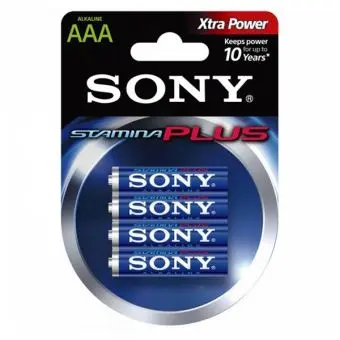 Jeu de 4 Piles SONY Alcaline AAA AM4 LR03 1.5V Bleu sous Blister