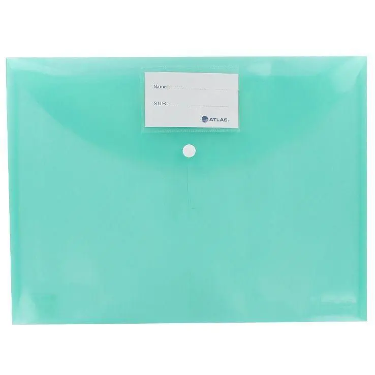 Pochette Enveloppe ATLAS Vert Transparent à Bouton