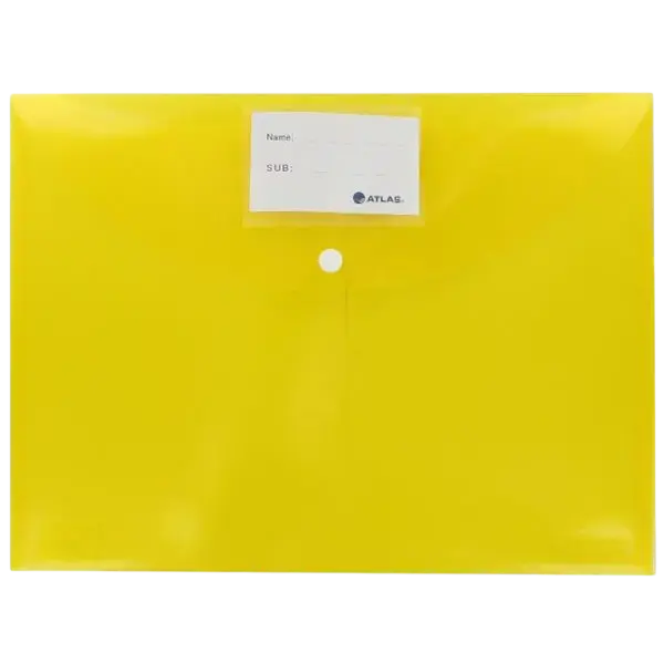 Pochette Enveloppe ATLAS Jaune Transparent à Bouton