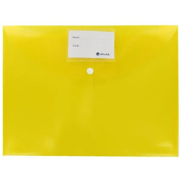 Pochette Enveloppe ATLAS Jaune Transparent à Bouton