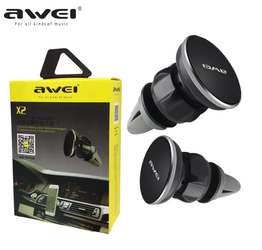 Support Auto Magnétique AWEI X2 à pince pour Smartphone et GPS