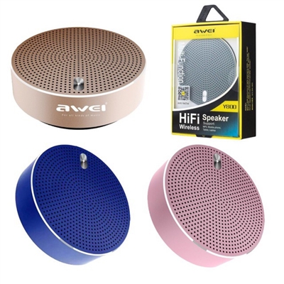Mini Baffle portable Bluetooth V4.0 ronde AWEI Y800 Hi-Fi Carte TF 3D Stéréo 3W Carte SD 400mAh