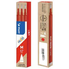 Jeu de 03 Recharges stylo PILOT Frixion 07 Rouge