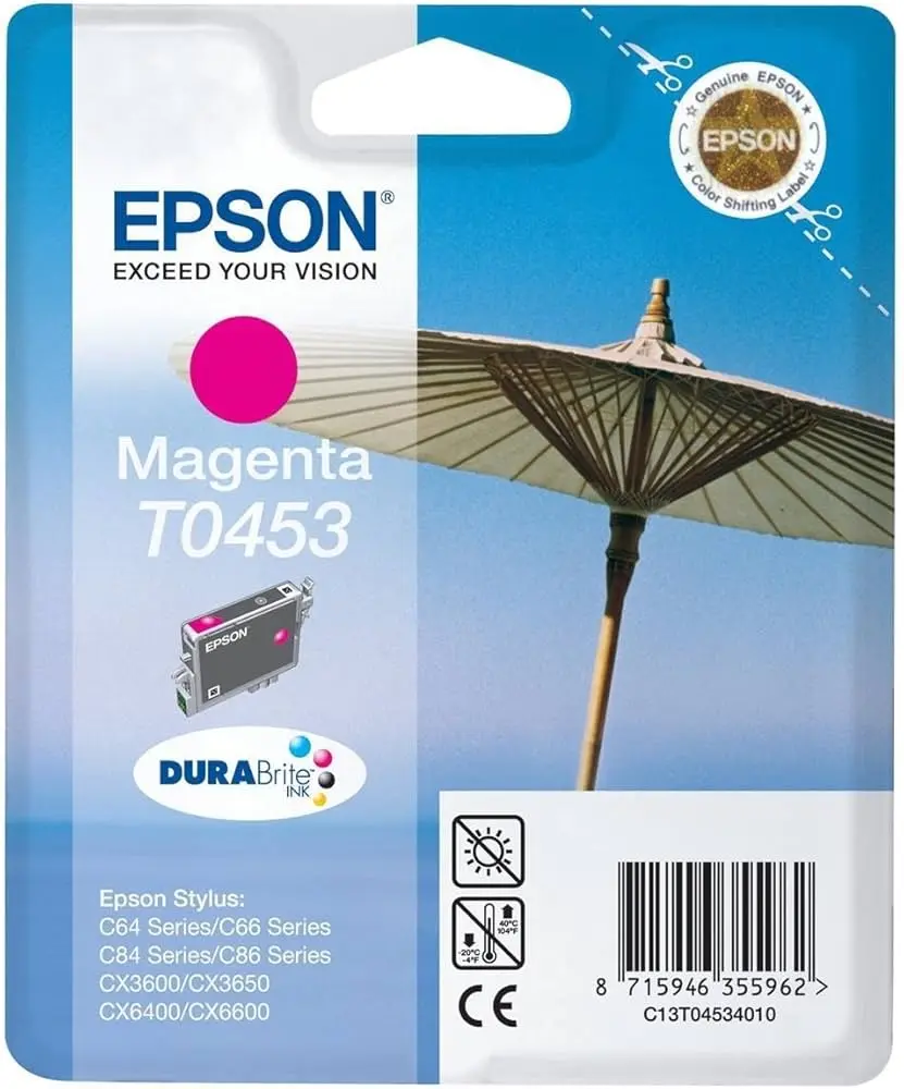 Cartouche D'encre EPSON T0453 Magenta Pour Imprimantes  CX3600 CX3650 CX6400 CX6600 Stylus C64 C64 Photo C66 Photo C84 C84 Photo C84N C84WN