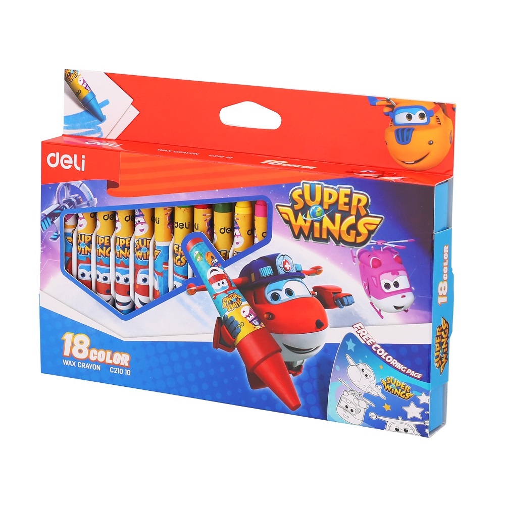 Crayons De Couleur En Cire DELI Super Wings Boite De 18 Mini