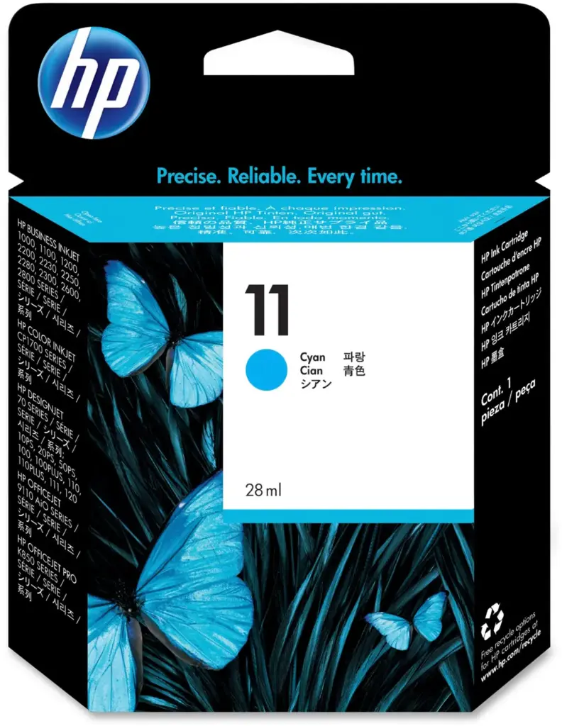 Cartouche D'encre HP 11 Cyan Pour Imprimantes Designjet 100 110 120 Inkjet 1000 1100 1200 2300 2800 2600