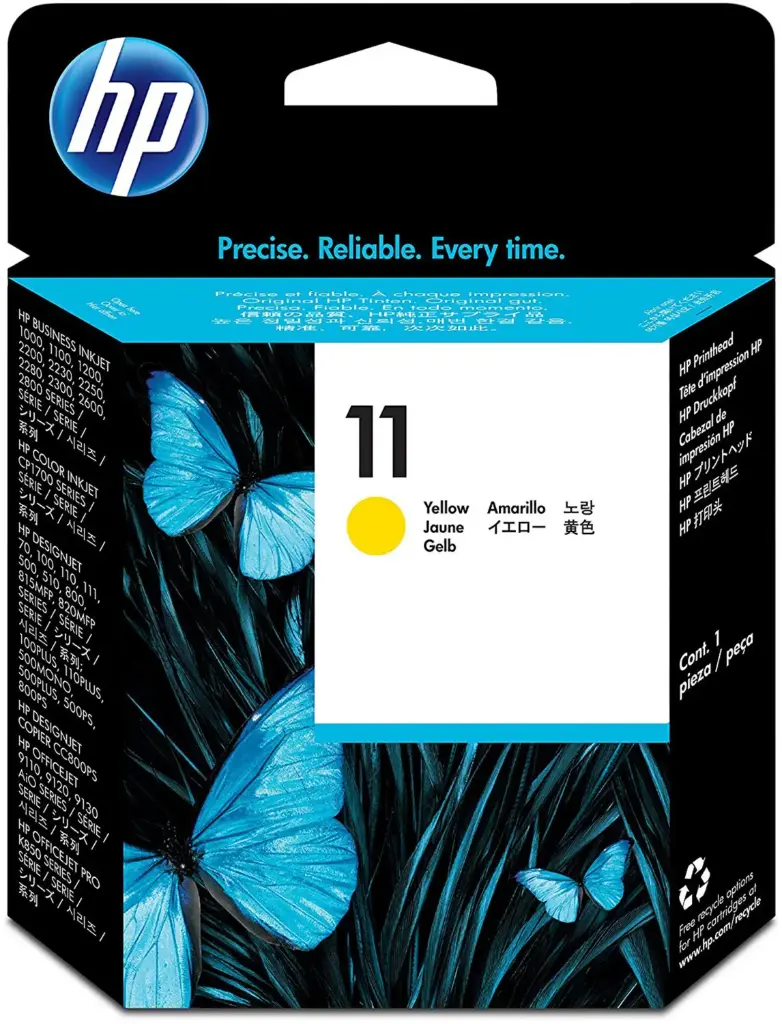 Cartouche D'encre HP 11 Yellow Pour Imprimantes Designjet 100 110 120 Inkjet 1000 1100 1200 2300 2800 2600