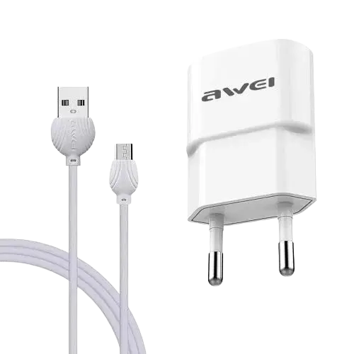 Kit Chargeur AWEI C-831 avec Cable micro USB 2.1A Blanc
