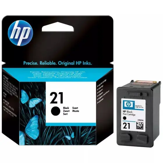 Cartouche D'encre HP 21 Noir pour Imprimantes D1530 D2360 D2460 3940 F2180 F380 F4180 J3680 4315 4355 PSC1410