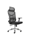 Chaise Directionnelle Filet avec Accoudoirs en Plastique à Hauteur Réglable Noir et Repose Tête Piétement Métallique Chromé