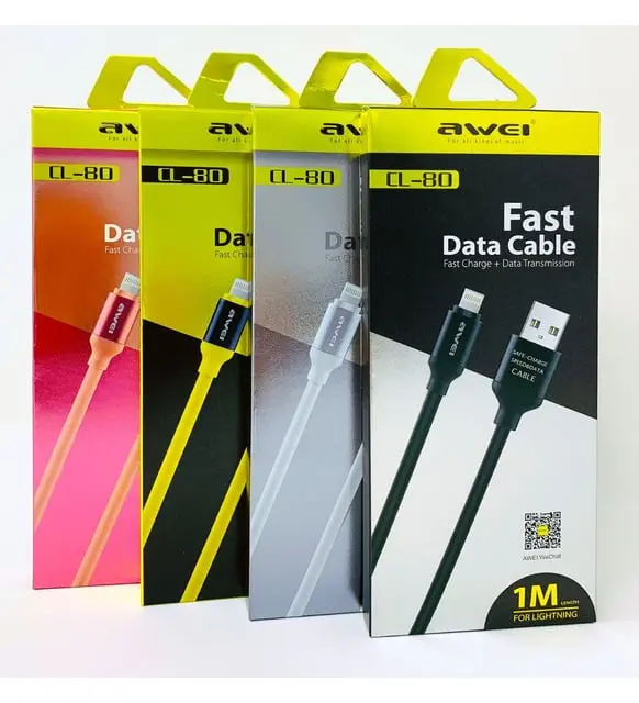 Câble Data AWEI CL-80 Lightning USB 1m Pour Smartphone iOS fast Charge
