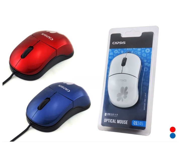 Souris filaire CAPSYS CS345 USB Rouge