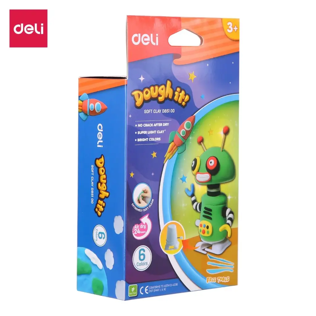 Pâte à Modeler DELI Doughit Soft Clay   Multi-Couleurs Ensemble Robot D'argile Molle avec Dépliant
