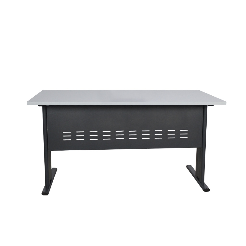 Bureau ECOMOD en Mélaminé 1.40x0.80m Gris piètement métallique 