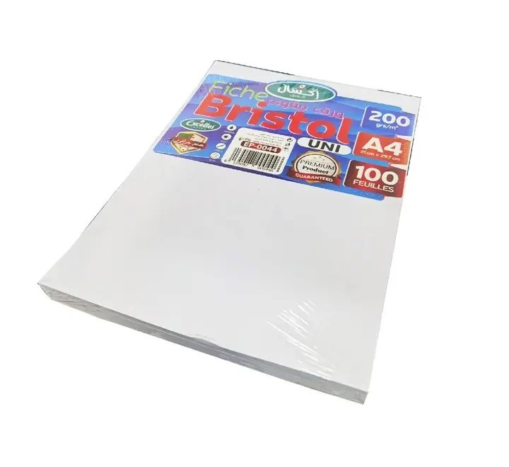 Rame de 100 Fiches Bristol EXCELLES A4 200g/m² Uni Blanc