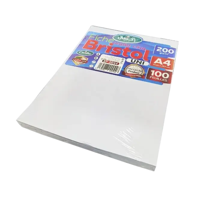 Rame de 100 Fiches Bristol EXCELLES A4 200g/m² Uni Blanc