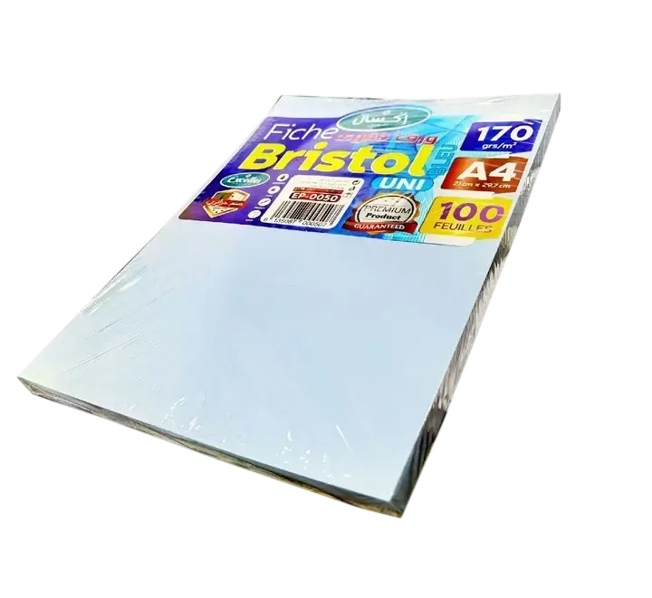 Rame de 100 Fiches Bristol EXCELLES A4 170g/m² Uni Bleu