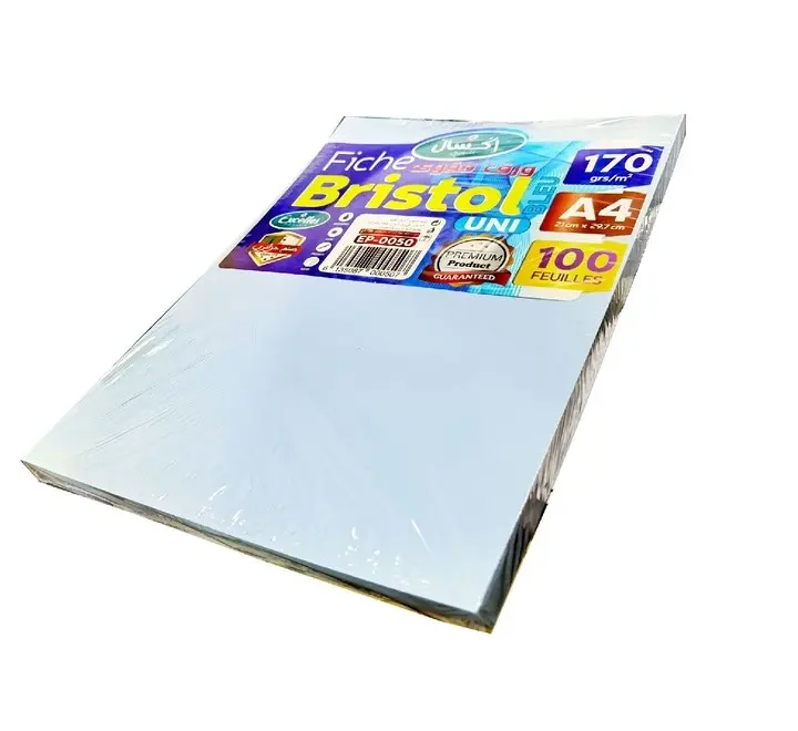 Rame de 100 Fiches Bristol EXCELLES A4 170g/m² Uni Bleu