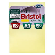 Fiche Bristol EXCELLES A4 170 g/m² Uni Jaune Paquet de 100 Feuilles