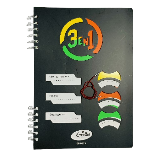 Cahier à Spirale EXCELLES A4 210 Pages 3 Intercalaires Fermeture Elastique