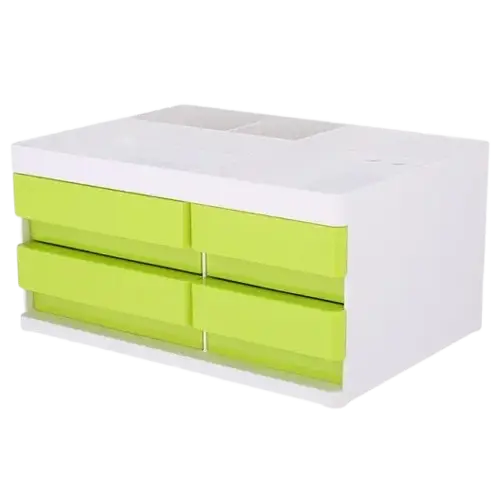 Bloc de Rangement DELI 4 Tiroirs Vertical 131x189x264mm Vert Clair