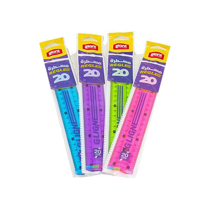 Règle Scolaire GIANT Cristal 20cm Multi-Couleurs