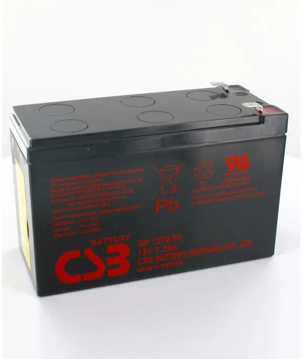 Batterie étanche Plomb pour onduleur CSB GP1272 cosses F1 standard Faston 4.75mm, 12V, 7.2A