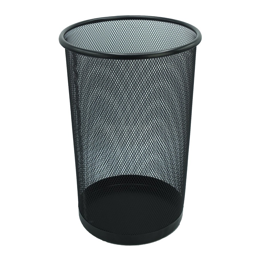 Corbeille à Papier Métallique GM Ronde Noir/Gris