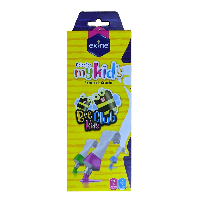 Boite de Peinture EXINE Bee Kid's Club Gouache PM de 12 Tubes