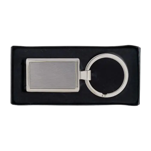 Porte clé métallique rectangulaire argent