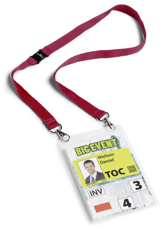 Cordon Pour Badge 20mm Double Sécurité Rouge