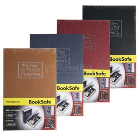 Coffre Fort Métallique Livre Simulation Dictionnaire HOMESAFE BookSafe à Clé 240x155x55 mm Multi-Couleurs