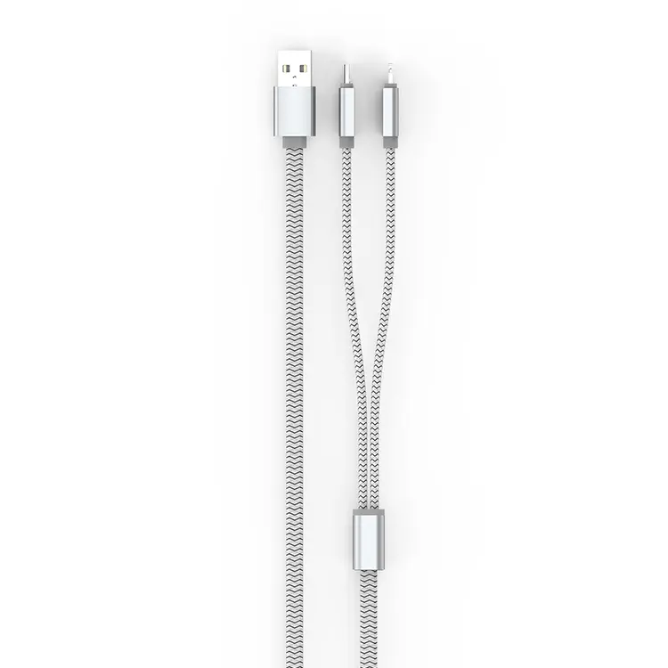 Câble Data LDNIO LC-86 Two In One USB Vers Lightning Et Micro USB Flat 1.1m Métal Pour Android/iOS