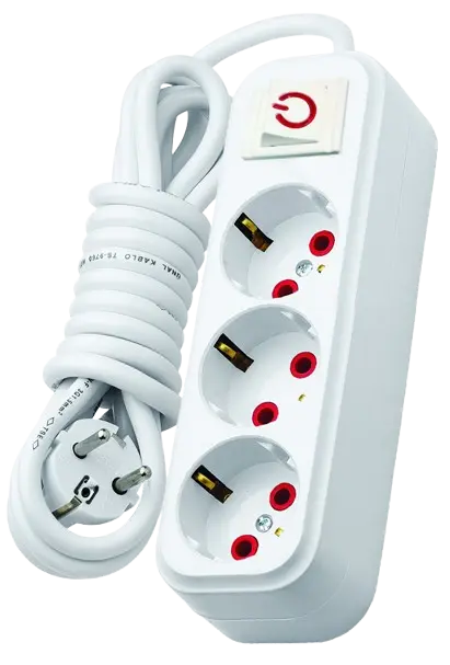 Multiprise BMS 3 prises 3 pôles 2m 220/250V 16A avec Interrupteur