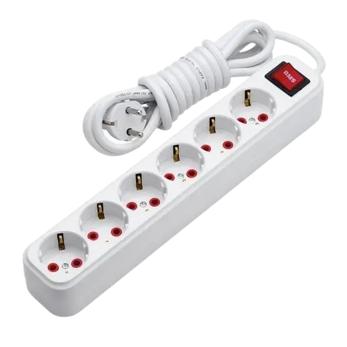 Multiprise BMS 6 prises 3 pôles 3m 220/250V 16A avec Interrupteur