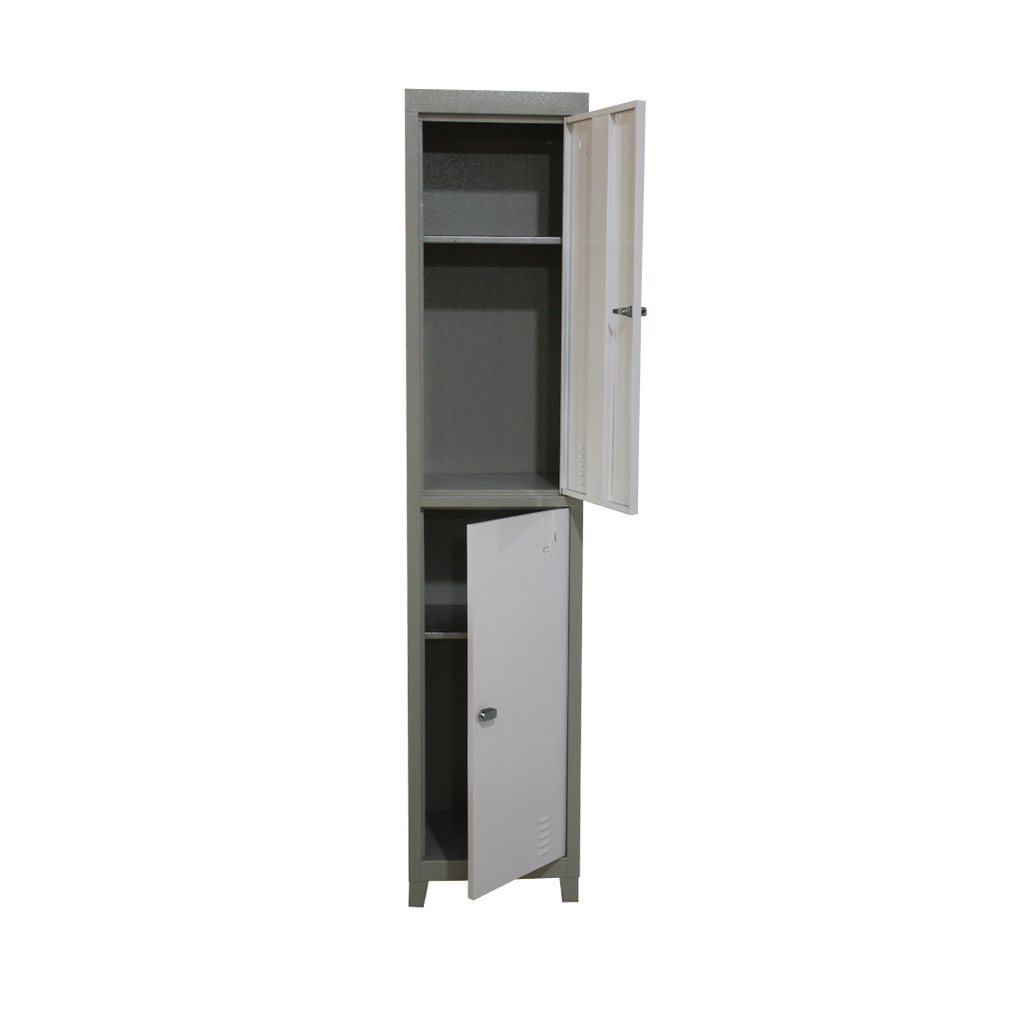 Armoire Métallique Vestiaire 2 Compartiments 1.85x0.38x0.45m Gris