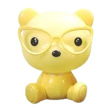 Lampe Bureau Enfant MDUP Mini Cartoon Table Lampe MD55002A Alimentation secteur avec Bouton Forme Animé design Ours Jaune à Lunette