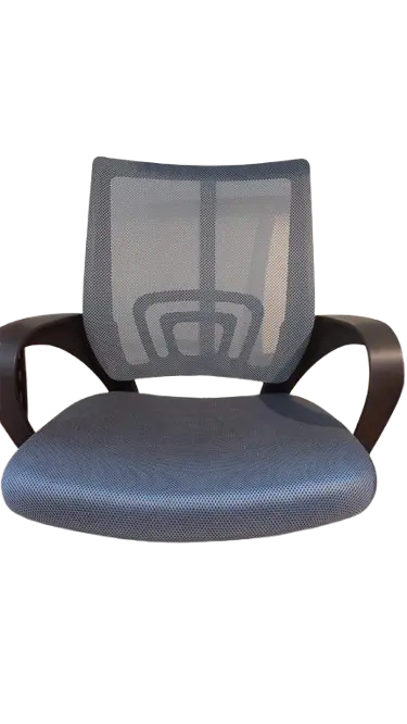 Chaise Opérateur Filet avec Accoudoirs en Plastique Piètement Chromé Gris