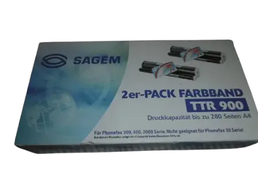 [TTR900] Pack de 2 Rubans Film SAGEM TTR900 Noir Pour Fax Siemens Telefax 860,870,890 Alcatel 3724,3727, 3728,3729 