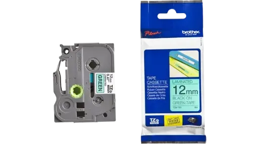 [TZE-731] Recharge BROTHER 12mm Noir sur Vert pour PT-H300