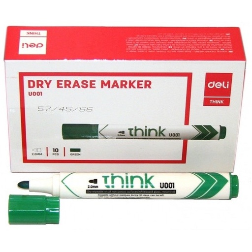 [U10150] Marqueur Permanent DELI Think U101 Multi Surface Coupée Vert